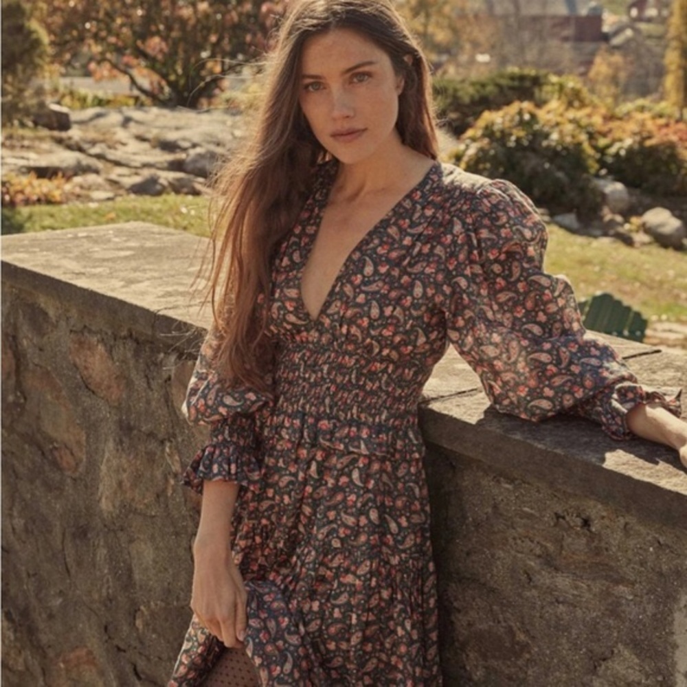 Doen Cecily Dress in Canterbury Teal Paisley